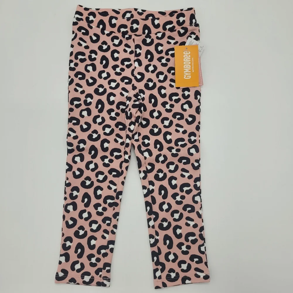 Gymboree Leggings Leopard Animal Print Pink Black Stretch Size 12-18mo NEW